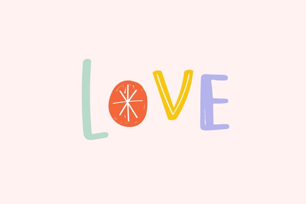 Doodle lettering amore tipografia carina