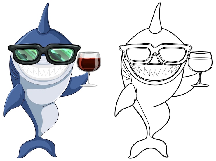 Vettore gratuito doodle personaggio animale per squalo