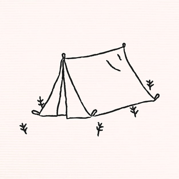 Doodle tenda su un vettore di campeggio