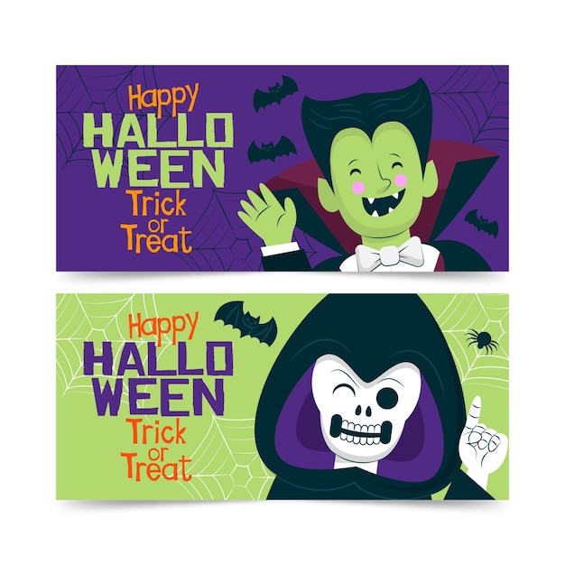 Dracula e il modello di banner halloween mietitore