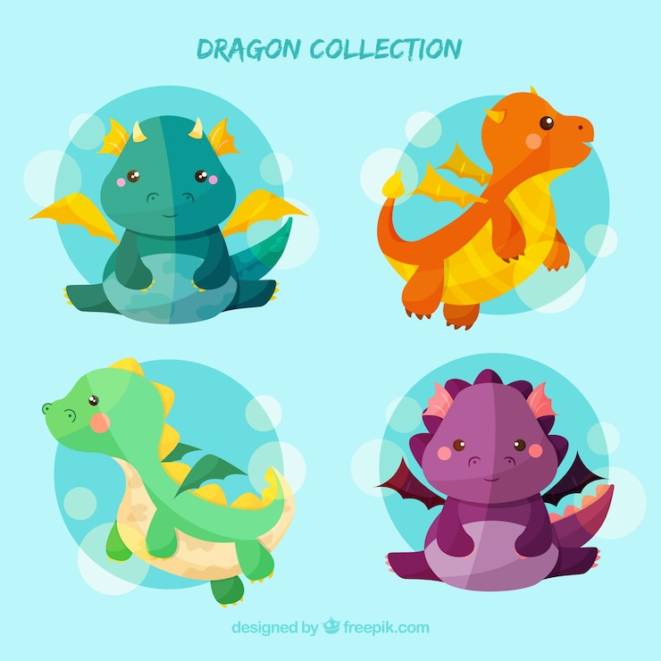 Vettore gratuito dragon collectio