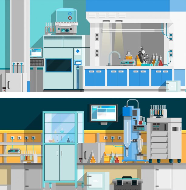 Due insegne orizzontali del laboratorio di scienza