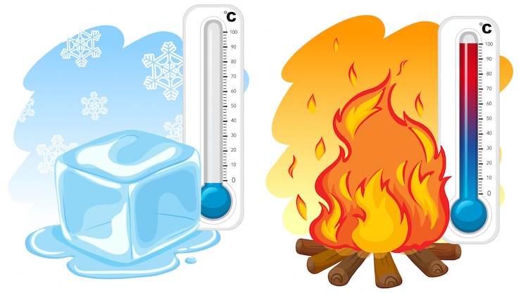 Vettore gratuito due termometri per l'inverno e l'estate