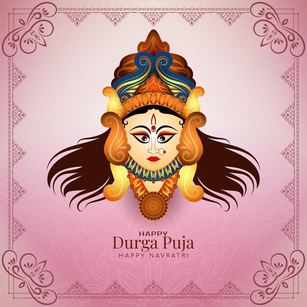 Durga Puja e Happy navratri festival decorativo saluto sfondo design