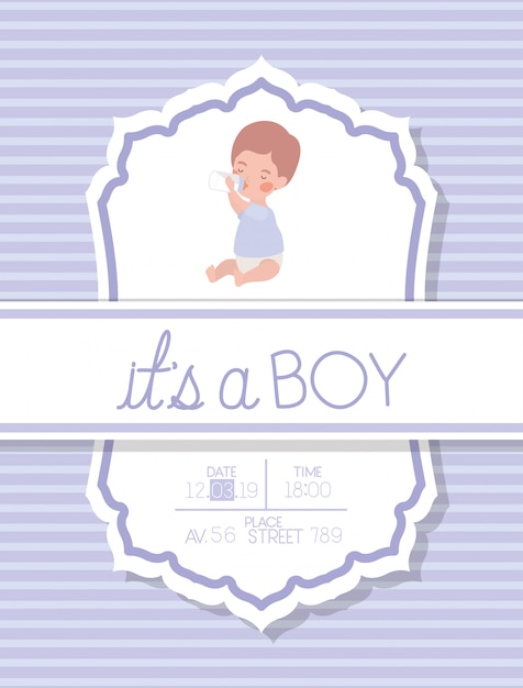 È un ragazzo con un acquazzone con un bambino piccolo