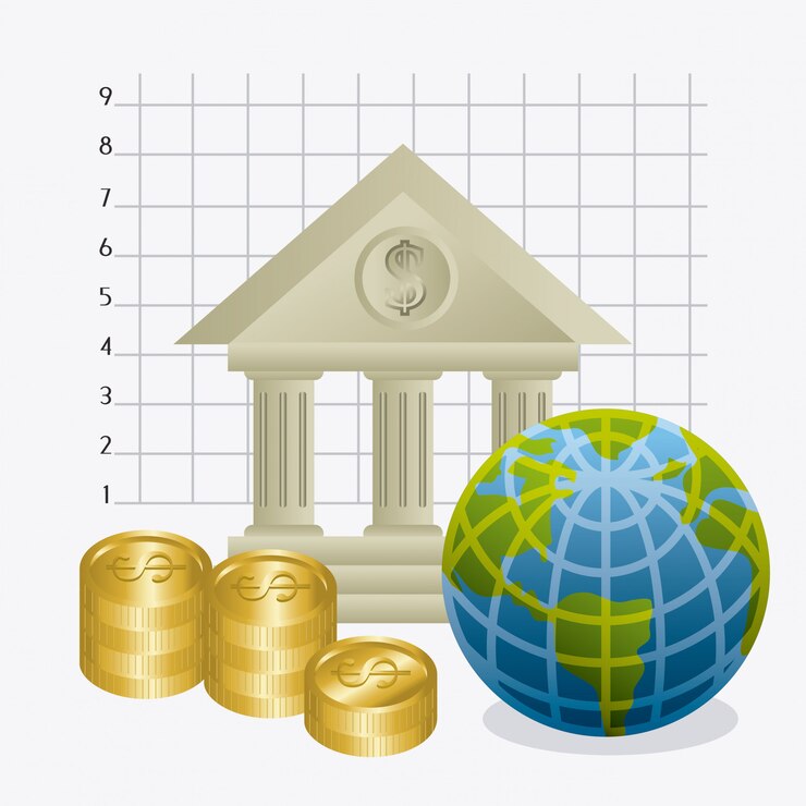 Vettore gratuito economia globale, denaro e affari