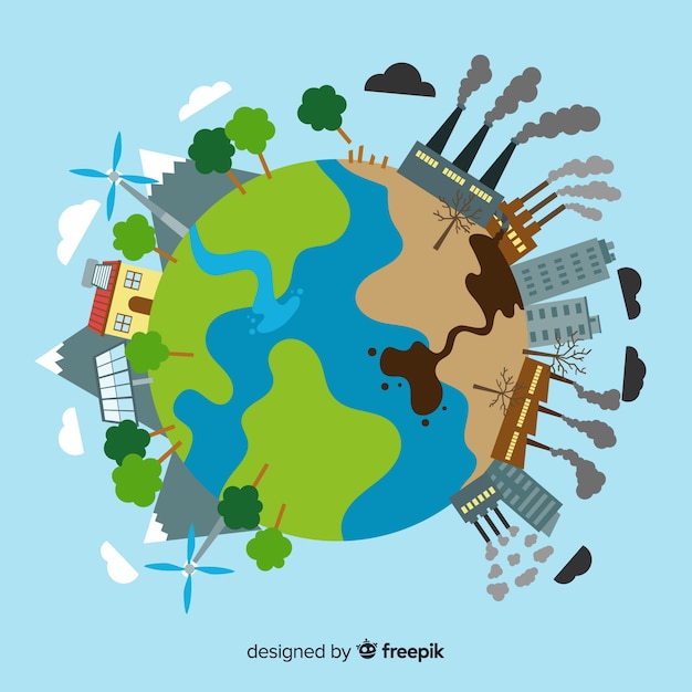 Ecosistema e concetto di inquinamento sul globo