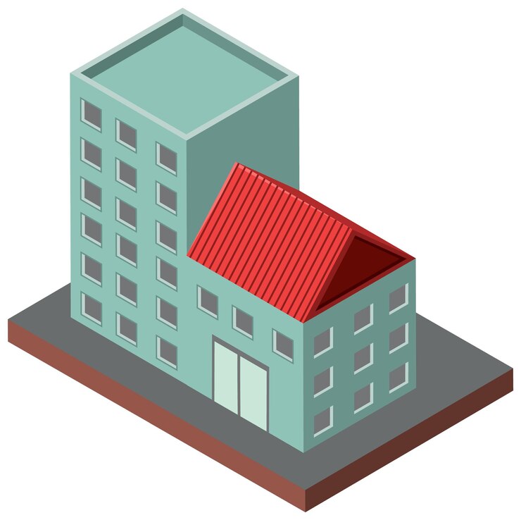 Vettore gratuito edificio isometrico su sfondo bianco