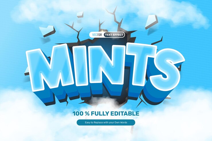 Vettore gratuito effetto di testo 3d blue mint