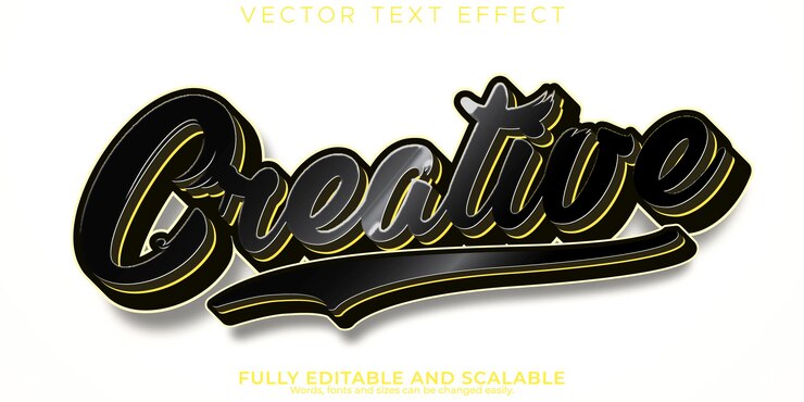 Vettore gratuito effetto di testo a pennello creativo modificabile stile di caratteri tipografici moderni