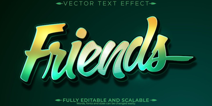 Vettore gratuito effetto di testo amico modificabile stile di carattere moderno e personalizzabile dello script