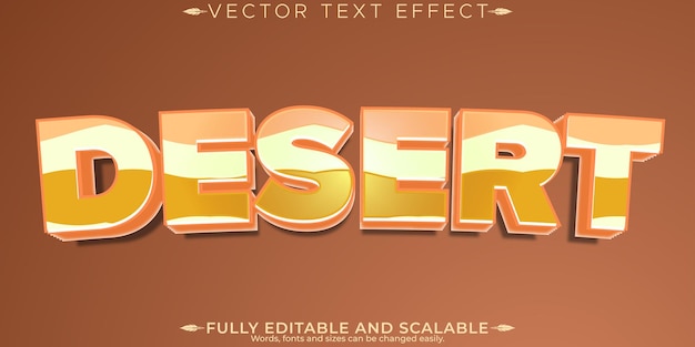 Effetto di testo del deserto editabile egitto e sabbia stile di carattere personalizzabile