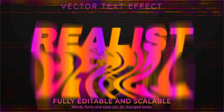 Vettore gratuito effetto di testo glitch fuso, stile di testo astratto e realistico modificabile