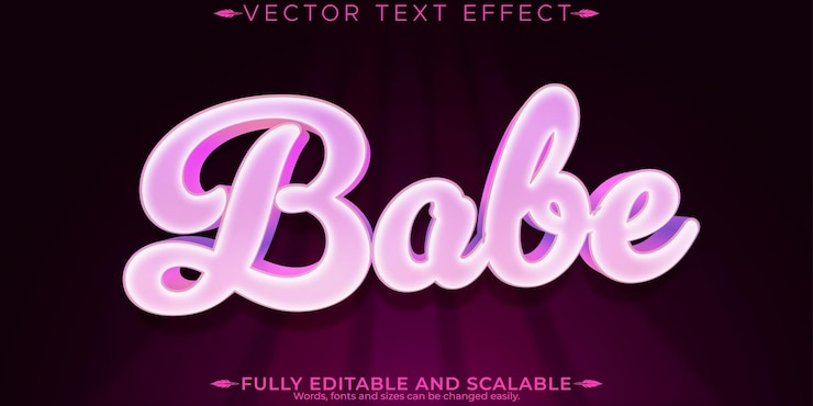 Vettore gratuito effetto di testo modificabile per bambini stile di testo rosa e carino modificabile