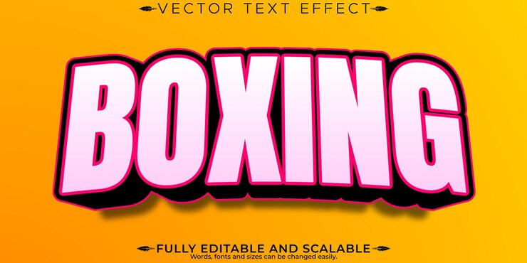 Vettore gratuito effetto di testo modificabile per la boxe stile di testo sportivo e di combattimento modificabile