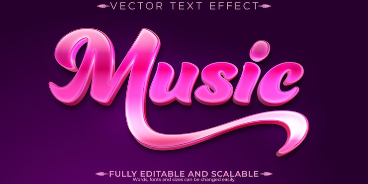 Vettore gratuito effetto di testo musicale modificabile per feste e stile di testo da discoteca