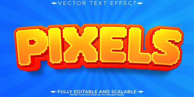 Vettore gratuito effetto di testo pixel editabile stile di testo arcade e retro editabile