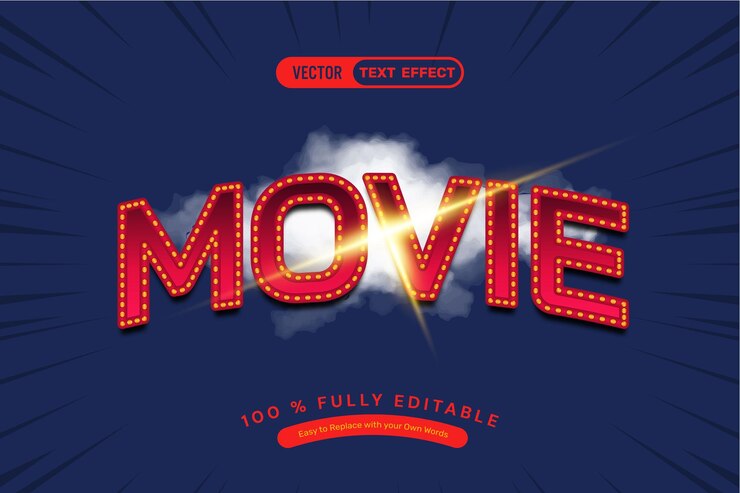 Vettore gratuito effetto di testo red movie editable