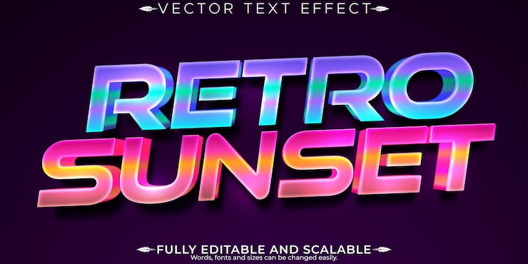 Vettore gratuito effetto di testo retrò modificabile stile di carattere vintage e oldschool personalizzabile