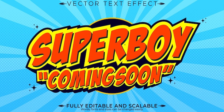 Vettore gratuito effetto di testo superboy pixel modificabile e stile di testo retro