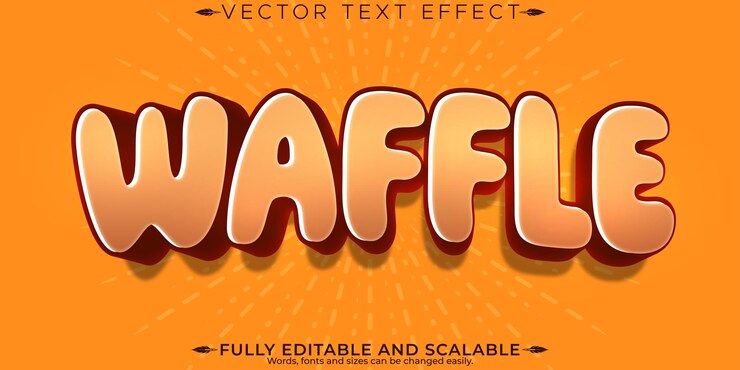 Vettore gratuito effetto di testo waffle pasta modificabile e delizioso stile di carattere personalizzabile