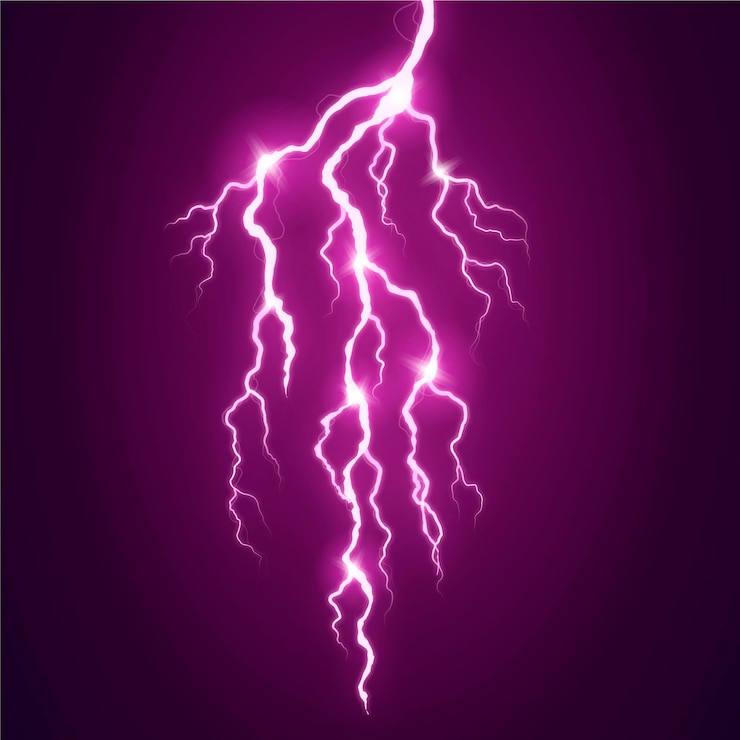 Vettore gratuito effetto fulmine realistico con bagliore rosa