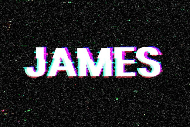 Effetto glitch di tipografia del nome maschile di James di vettore