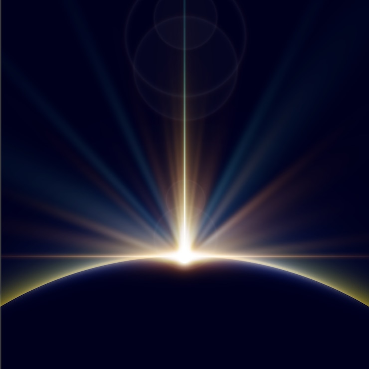 Vettore gratuito effetto luce incandescente alba della terra