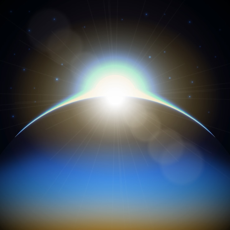 Vettore gratuito effetto luce incandescente alba della terra