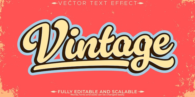 Vettore gratuito effetto testo adesivo retrò modificabile in stile testo anni '70 e '80