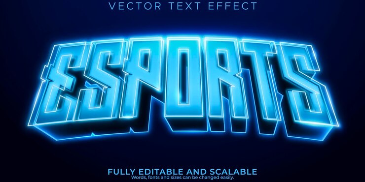 Vettore gratuito effetto testo giocatore modificabile esport e stile di testo neon