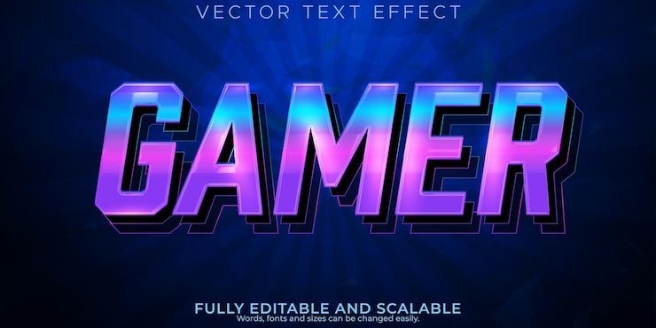 Vettore gratuito effetto testo giocatore modificabile esport e stile testo di gioco