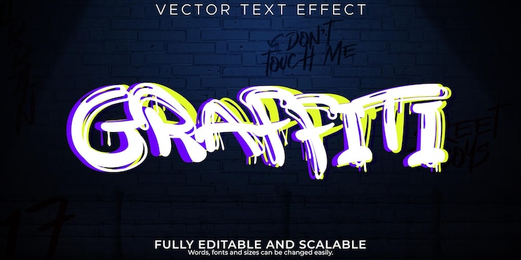 Vettore gratuito effetto testo graffiti modificabile stile strada e testo urbano