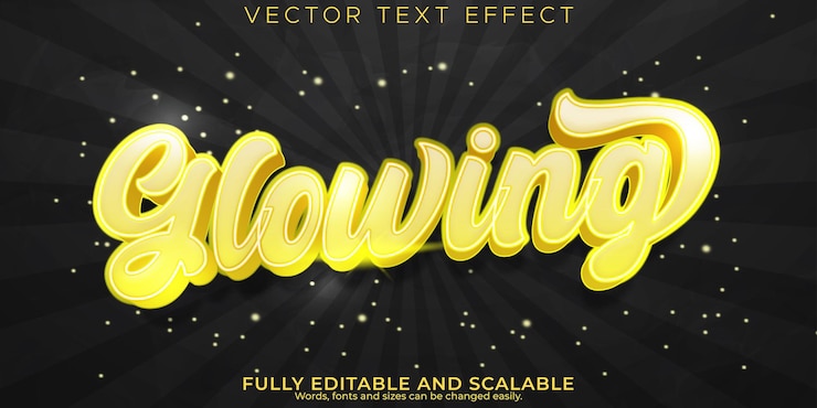 Vettore gratuito effetto testo luminoso neon modificabile e stile di testo lucido