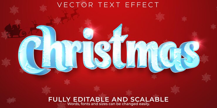Vettore gratuito effetto testo modificabile buon natale, 3d 2022 e stile del carattere del nuovo anno