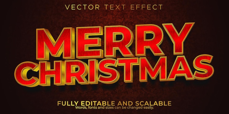 Vettore gratuito effetto testo modificabile buon natale, 3d 2022 e stile del carattere del nuovo anno