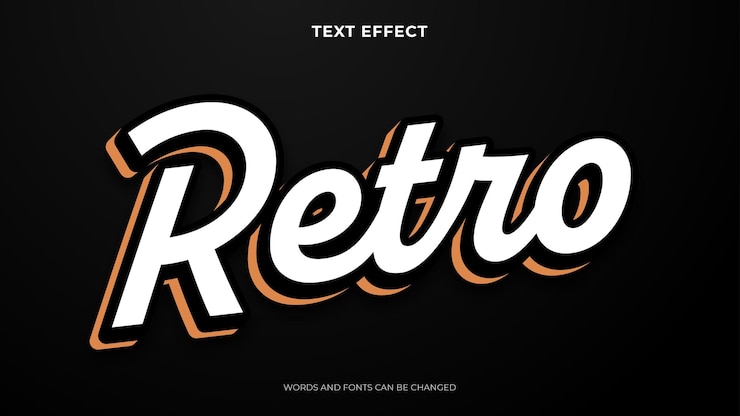 Vettore gratuito effetto testo retrò modificabile, effetto testo 3d
