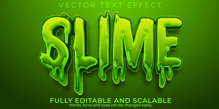 Vettore gratuito effetto testo slime, stile di testo verde e adesivo modificabile