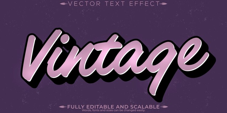 Vettore gratuito effetto testo vintage retrò modificabile in stile testo anni '70 e '80