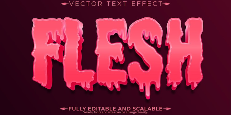Vettore gratuito effetto testo zombie modificabile non morto e stile carattere personalizzabile horror