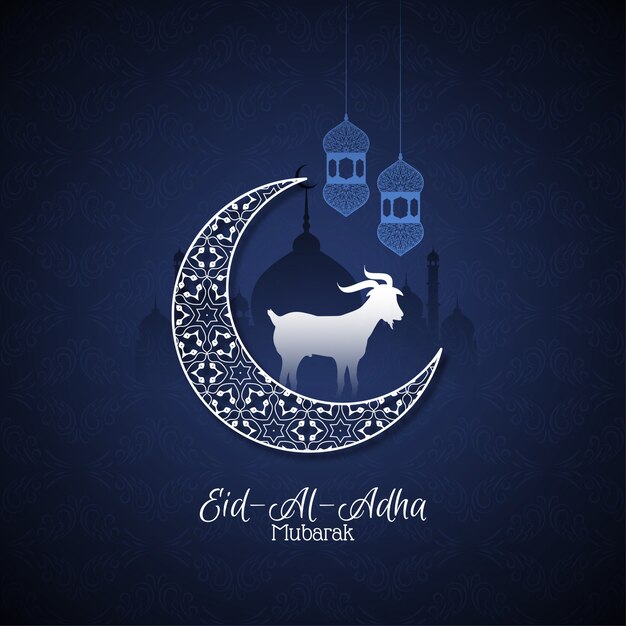 Eid Al Adha Mubarak bellissimo sfondo blu islamico