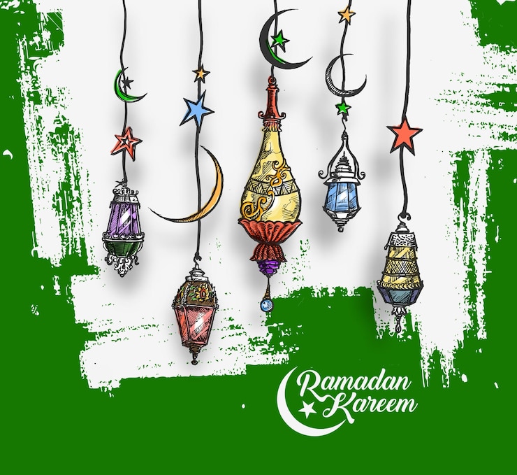 Vettore gratuito eid al adha mubarak con ramadan kareem testo schizzo illustrazione vettoriale