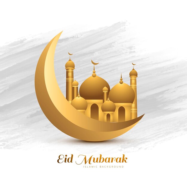 Eid mubarak festival luna islamica e sfondo carta moschea