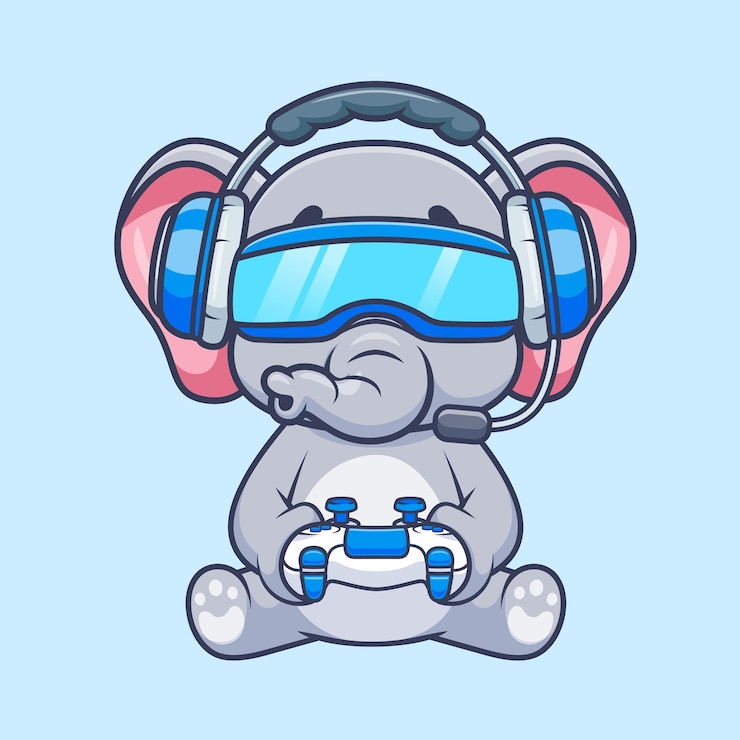 Vettore gratuito elefante carino che gioca a vr game con controller cartoon vector icon illustrazione tecnologia animale
