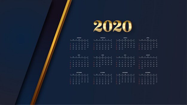 Elegante calendario dorato