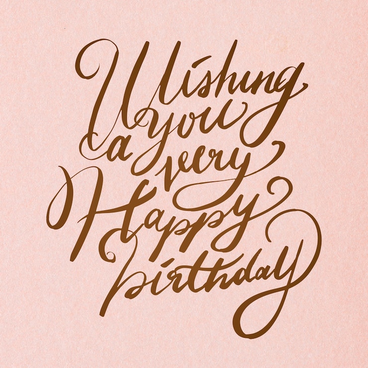 Vettore gratuito elegante calligrafia corsiva di auguri di compleanno