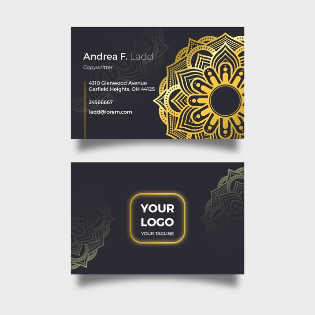 Elegante carta aziendale con mandala dorata