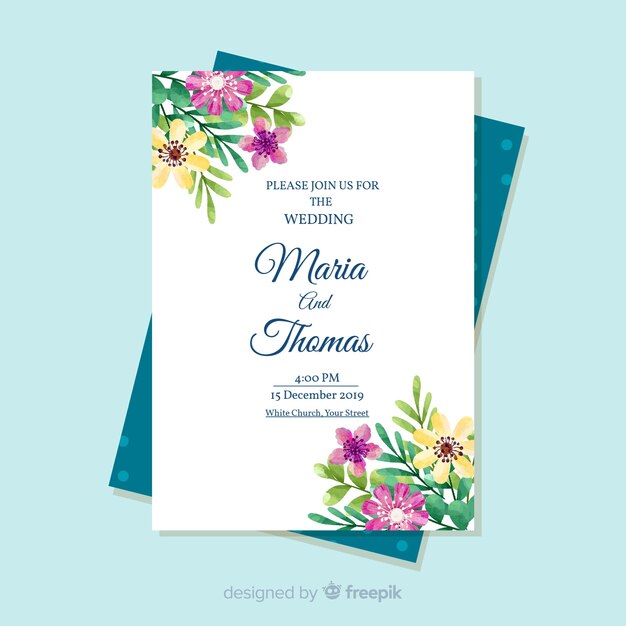 Elegante carta di invito a nozze floreali