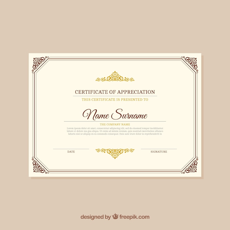 Vettore gratuito elegante certificato retrò