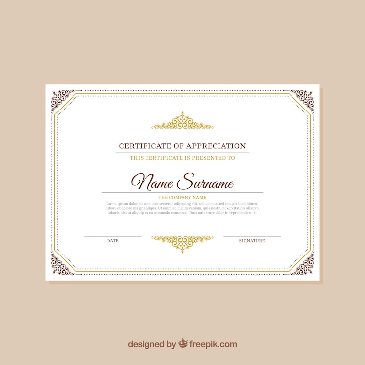 Vettore gratuito elegante certificato vintage